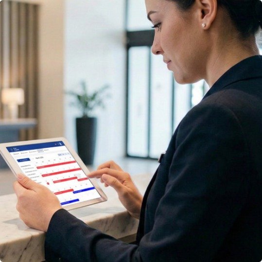 EuroCheckin App mit der Übersicht der Gästeregistrierungen